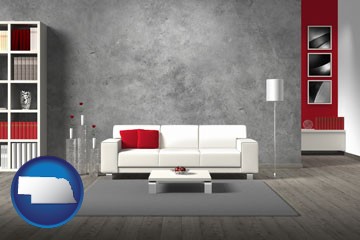 home furnishings - 3d rendering - with Nebraska icon