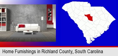 home furnishings - 3d rendering; Richland County highlighted in red on a map